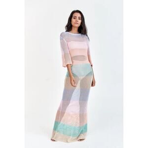 PITUSA Crochet Maxi Dress Pastel Rainbow M/L/XL $291